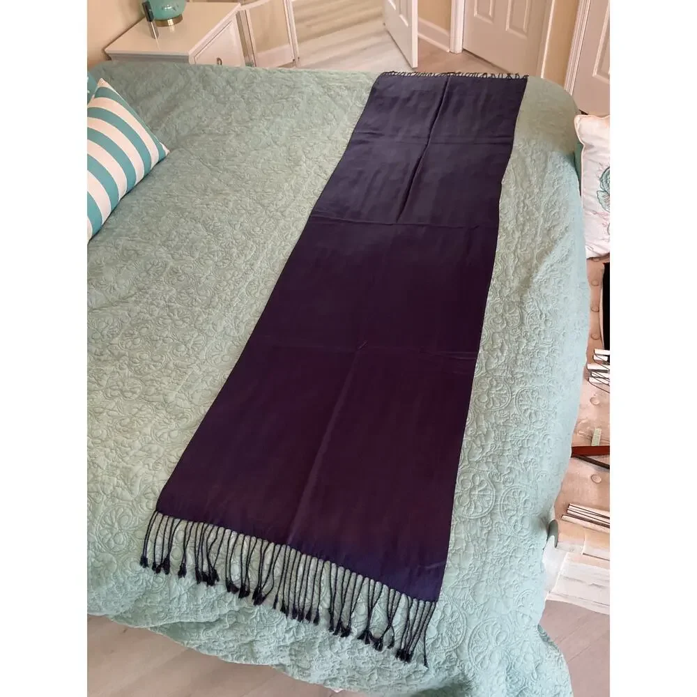Navy Blue Scarf with Tassels 72 x 20